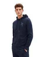 Bluzy męskie - TOM TAILOR Męska bluza z kapturem basic z nadrukiem logo, 10668-sky Captain Blue, L - miniaturka - grafika 1