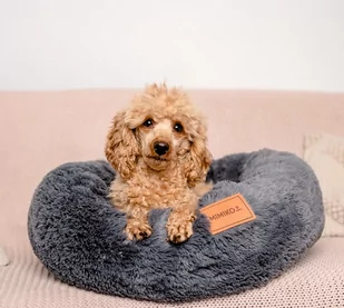 MIMIKO Pets Legowisko Shaggy okrągłe L 60cm grafitowe - Legowiska dla psów - miniaturka - grafika 3