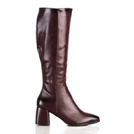 Kozaki damskie - M.Daszyński Ciepłe Kozaki W Szpic czerwone - ButyModne - miniaturka - grafika 1