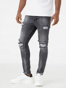 SPODNIE MĘSKIE JEANSOWE Z Uszkodzeniami Skinny Fit Ciemne Szare i8 Denim 32 - Spodnie męskie SPODNIE MĘSKIE JEANSOWE Z Uszkodzeniami Skinny Fit Ciemne Szare i8 Denim 32 - Spodnie męskie - miniaturka - grafika 1