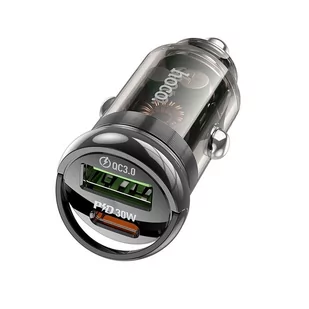 HOCO ładowarka samochodowa Typ C PD30W + USB QC 3.0 Z53A VISION transparentna czarna - Akcesoria do smartwatchy - miniaturka - grafika 1
