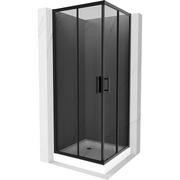 Kabiny prysznicowe - Mexen Rio kabina prysznicowa kwadratowa 80x80 cm, grafit, czarna + brodzik Rio, biały - miniaturka - grafika 1
