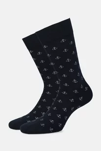 Skarpety Granatowe w Kotwice - Skarpetki męskie - miniaturka - grafika 1