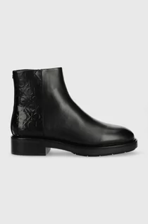 Botki damskie - Calvin Klein botki Rubber Sole Ankle Boot damskie kolor czarny na płaskim obcasie - grafika 1