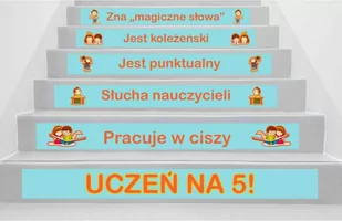Naklejki na schody: Uczeń na 5 - Pomoce naukowe - miniaturka - grafika 1