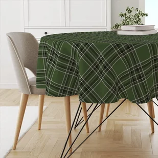 Obrus okrągły CLASSIC wzór CL11 | Zielona krata średnica 100 cm - Obrusy i serwetki - miniaturka - grafika 1