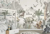 Wyposażenie pokoiku dziecięcego - Dino World Green Tapeta w Dinozaury Do Pokoju Chłopca - miniaturka - grafika 1