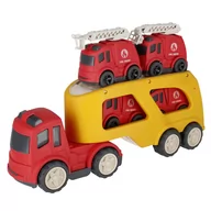 Samochody i pojazdy dla dzieci - Auto ciężarowe Laweta + 4 wozy strażackie Cartoon Bioplastik 18m+ MEGA CREATIVE Uniwersalny - miniaturka - grafika 1