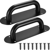 Zawiasy, okucia i inne akcesoria - Zestaw 2 czarnych uchwytów do przesuwanych drzwi do stodoły, szafy i ogrodu (200 x 65 mm/owal) - miniaturka - grafika 1
