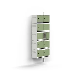 Szafka na buty ENTRY, moduł dodatkowy, naścienna, 10 metalowych drzwi, 1800x600x300 mm, biały/zielon - Szafki na buty - miniaturka - grafika 1