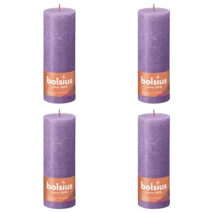 Bolsius Świece pieńkowe Shine, 4 szt., 190x68 mm, żywy fiolet - Świece - miniaturka - grafika 1