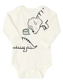 Body dla niemowląt - Niemowlęce body z długim rękawem dinozaur ecru Up Baby r.92 - miniaturka - grafika 1