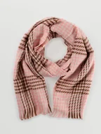 Apaszki i szaliki damskie - Różowy szalik w kratkę - miniaturka - grafika 1