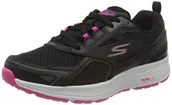 Sneakersy damskie - Skechers Damskie sneakersy Go Run Consistent, rozmiar S, czarny - Czarny Black Leather Synthetic Pink Trim Textile Bkpk - 38.5 EU - miniaturka - grafika 1