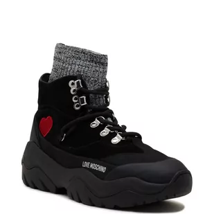 Love Moschino Skórzane trapery - Buty trekkingowe damskie - miniaturka - grafika 1