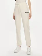Spodnie sportowe damskie - Tommy Hilfiger Spodnie dresowe Monotype WW0WW41572 Beżowy Regular Fit - miniaturka - grafika 1