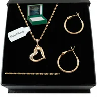 Zestawy biżuterii dla kobiet - BIŻUTERIA ZE STALI CHIRURGICZNEJ ZŁOTY ŁAŃCUSZEK ZAWIESZKA+KOLCZYKI KOŁA - miniaturka - grafika 1