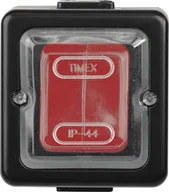 Wyłączniki światła i elektryczne - Timex LOFT łącznik pojedynczy IP44 czarny, czerwony ogumowany klawisz WNT-1J CZA-CZE - miniaturka - grafika 1
