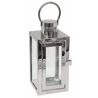 Pozostałe ozdoby ogrodowe - Latarnia Barcelona na świece mała S srebrna 23 x 10 cm - miniaturka - grafika 1