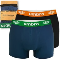 Majtki męskie - UMBRO Bokserki Męskie 2 sztuki Bawełna GREEN ORANGE Guma Logo Rozmiar XXL - miniaturka - grafika 1
