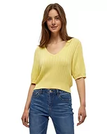 Swetry damskie - Desires Damski sweter z krótkim rękawem Geisha Rib, Żółty Lemon, L - miniaturka - grafika 1