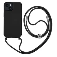 Etui i futerały do telefonów - Półsztywne etui do iPhone'a 14 ze smyczą o długości 80 cm, czarne - miniaturka - grafika 1
