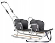 Sanki i ślizgacze - Polskie SANKI DUO SREBRNE MATERACYK GRAFITOWY dla dzieci Bliźniaki MOCNE - miniaturka - grafika 1