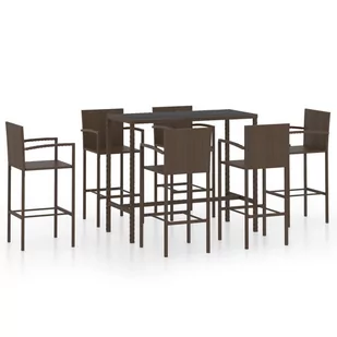 vidaXL 7-cz. zestaw mebli barowych do ogrodu, rattan PE, brązowy 3064845 - Meble ogrodowe - miniaturka - grafika 1