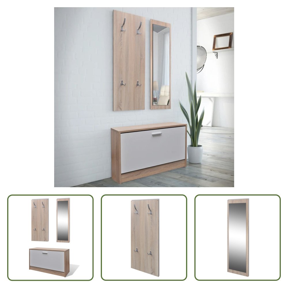 Wieszak do przedpokoju 3 w 1 szafka na buty wieszak na buty lustro