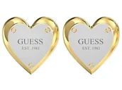 Kolczyki - Kolczyki GUESS dwukolorowe serca z napisem na sztyft HEART LOCK STUDS - miniaturka - grafika 1