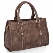 Torebki damskie - Torebka Damska w Stylu Vintage firmy Herisson 16B6047 Ciemno Beżowa - miniaturka - grafika 1