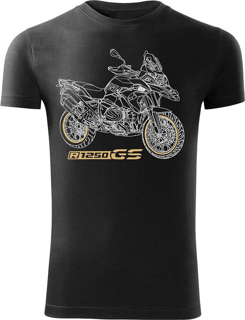 Topslang Koszulka motocyklowa z motocyklem BMW GS 1250 ADVENTURE męska czarna SLIM XXL