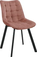 Krzesła - Fabryka Mebli Akord Welurowe krzesło glamour tapicerowane pikowane SJ.28 Różowe - miniaturka - grafika 1