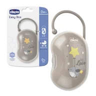Smoczki uspokajające - Chicco Etui Podwójne Na Smoczek Szare Z Zaczepem - miniaturka - grafika 1
