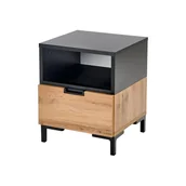 Szafki nocne - Szafka Nocna Silvia Dąb Wotan / Czarny Halmar Dąb Wotan, Czarny - miniaturka - grafika 1