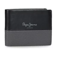 Portfele - Pepe Jeans Dual Portfel Poziomy z Portfel Czarny 11x8x1 cms Skóra, czarny, Talla única, Portfel poziomy z portmonetką - miniaturka - grafika 1