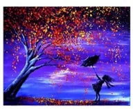 Zabawki kreatywne - Diamentowa Mozaika Drzewo Magiczne, Dziewczynka Z Parasolem Nocą 30x40 - miniaturka - grafika 1