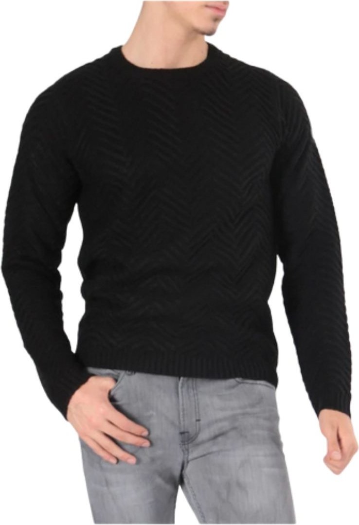 Sweter męski Hopenlife Eneru klasyczny czarny jodełka S