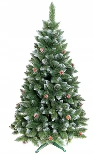 Choinka sztuczna 120 cm zielona z szyszkami i brokatem diamentowa - Choinki - miniaturka - grafika 1