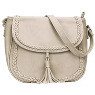 Torebki damskie - KKXIU Casual Flap Saddle Torby crossbody dla kobiet Portfele i torebki z frędzlami, BEŻOWY, Small - miniaturka - grafika 1