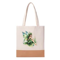Torby i wózki na zakupy - Haft krzyżykowy - Ekologiczna torba z lnu i korka z nadrukiem haftu - Zielona wróżka - miniaturka - grafika 1