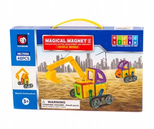 Klocki Magnetyczne 3d Pojazdy Budowlane 48 El. - Klocki - miniaturka - grafika 1