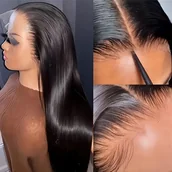 Pozostałe akcesoria fryzjerskie - TEMU Rongduoyai 13*4 Peruka z koronką z przodu 180 gęstości HD koronka z syntetycznego włókna Peruka z kobiecych długich prosto włosów Włókno - miniaturka - grafika 1