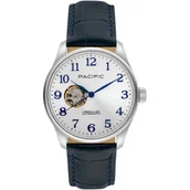 Zegarki męskie - Pacific SAMA-1701-02 Automat srebrno-niebieski męski zegarek open heart - miniaturka - grafika 1