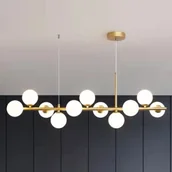Lampy sufitowe - 11-punktowa lampa wisząca CGHELMILK złota szklane kule - miniaturka - grafika 1