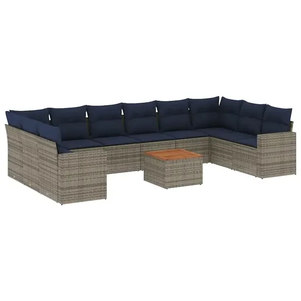 Zestaw mebli ogrodowych modułowych szary rattan PE z poduszkami 62x62x69 c