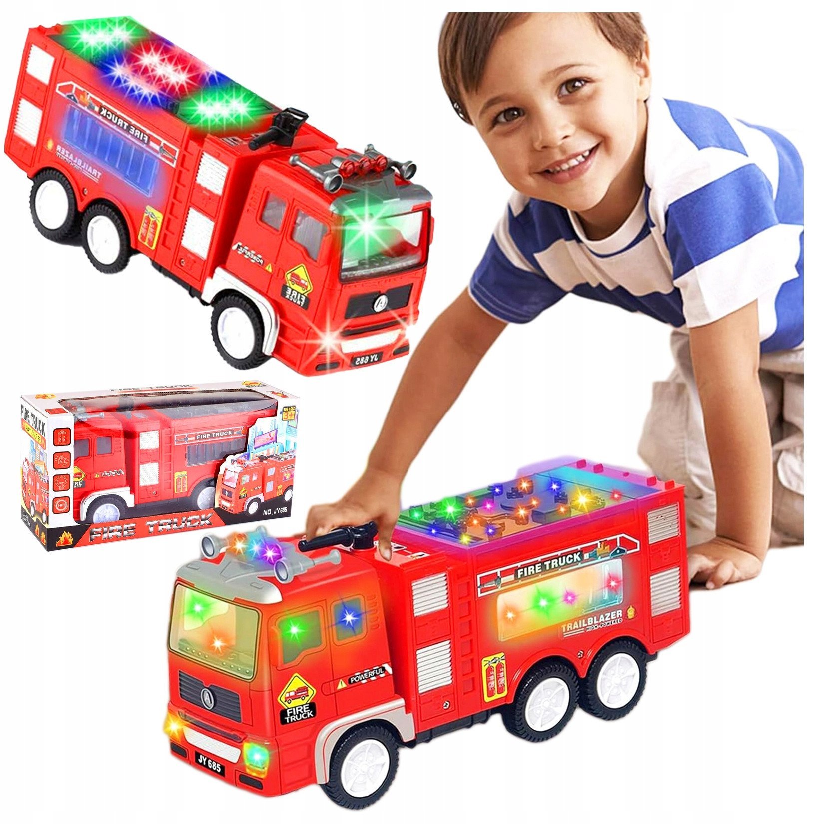 Wóz STRAŻACKI STRAŻ POŻARNA auto SAMOCHÓD jeżdżący grający DŹWIĘKI ŚWIATŁA