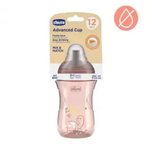 Chicco Kubek niekapek ze słomką 266ml brzoskwiniowy 12m+ - Kubki dla dzieci - miniaturka - grafika 1