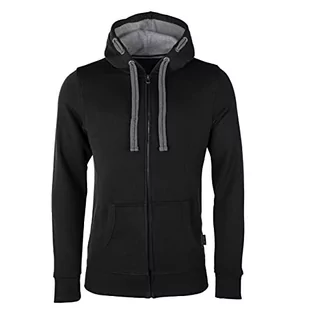 HRM Męska bluza z kapturem I Premium bluza z kapturem męska z kontrastową podszewką wewnętrzną I Basic Hoodie z zamkiem błyskawicznym I Zip Hoodie I wysokiej jakości i trwała odzież męska, czarny, S - Bluzy męskie - miniaturka - grafika 1