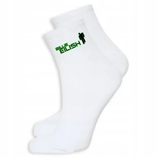 SKARPETKI BAWEŁNIANE BIAŁE 39-45 Na Prezent Dla Fana BILLIE EILISH Wzory - Skarpetki damskie - miniaturka - grafika 1